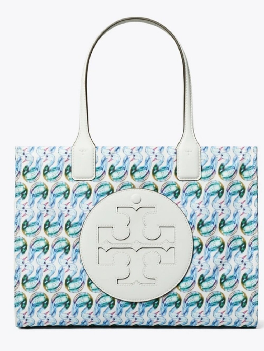 Tory Burch Small Ella Blue & White Swan Tote NWT